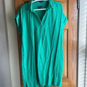 J. Crew- Bright Green Short Sleeve Crinkle Gauze Dress- Size XLTall